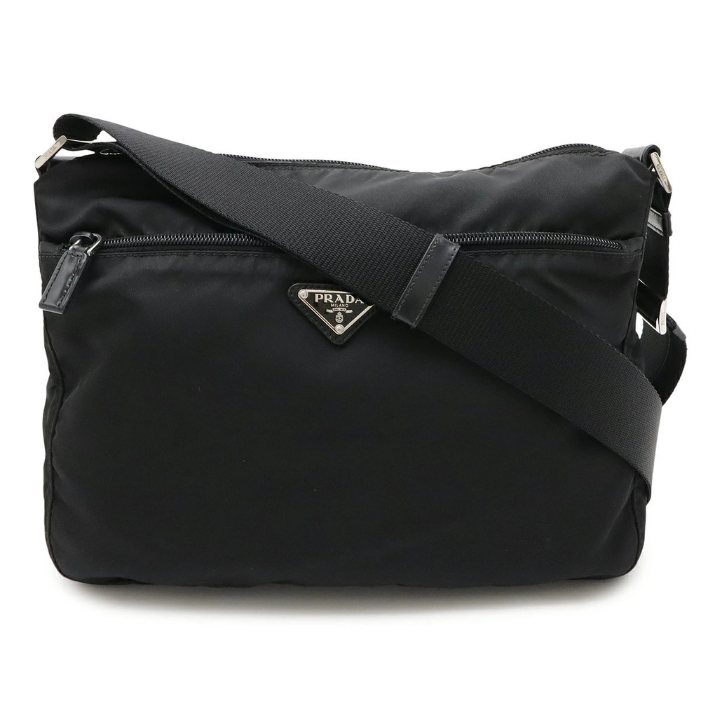 Prada Triangle Crossbody Bag Leather NERO Black